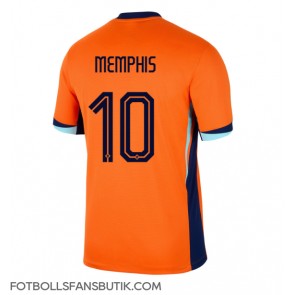 Nederländerna Memphis Depay #10 Replika Hemmatröja EM 2024 Kortärmad